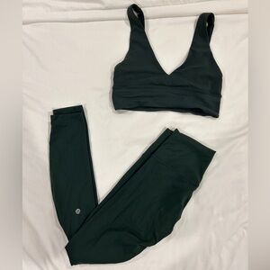 Lululemon Dark Green Sports Bra and Leggings Set